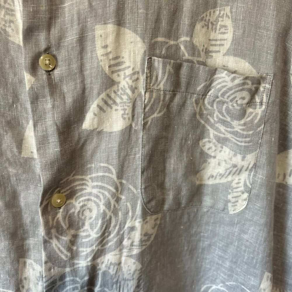Blue By Saks Fifth Avenue Floral Linen Long Sleeved Slim Fit Button Down Shirt — image 7 of 8